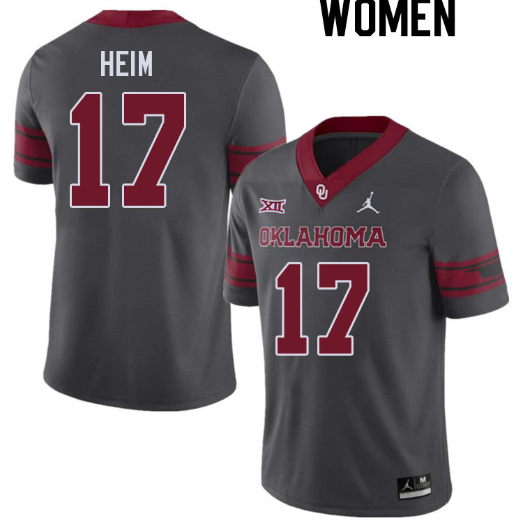 Women #17 Taylor Heim Oklahoma Sooners College Football Jerseys Stitched Sale-Charcoal